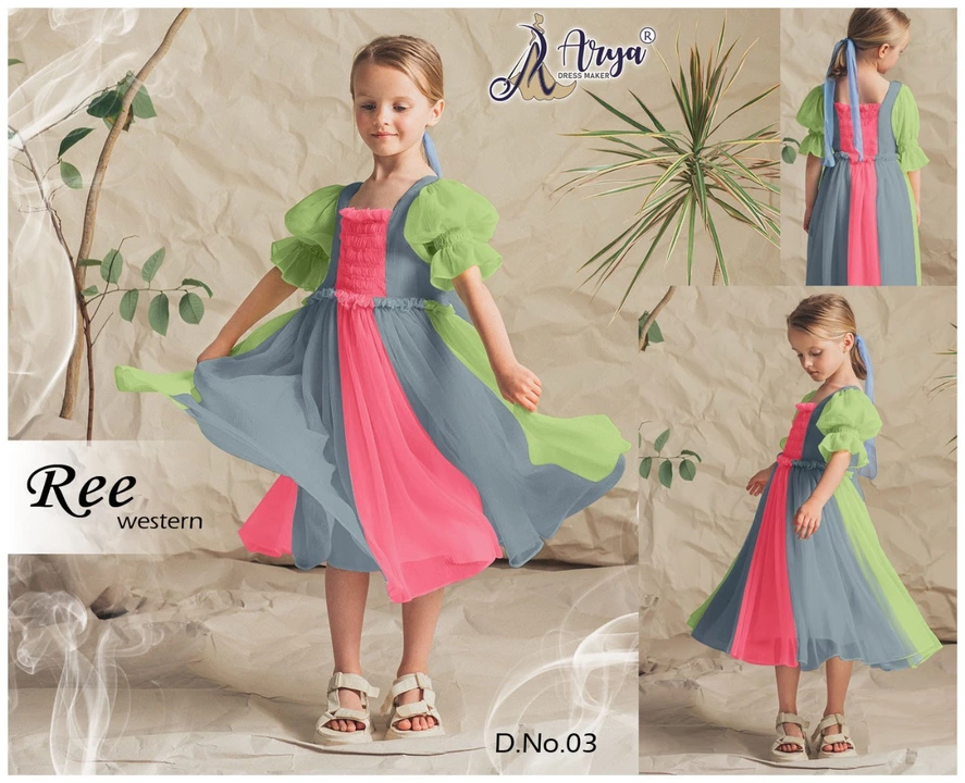 👧 Ree CHILDREN👧
↕️- Western style
↕️- 6 - Colour 
↕️- Fabric- Georgette soft
↕️- Size 
       Year uploaded by SN creations on 12/26/2022