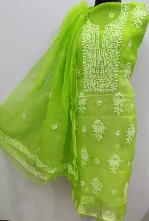 Pure feather light Organza Tissue silk Suit  uploaded by Lucknowi Ada Chikankari Studio on 12/26/2022