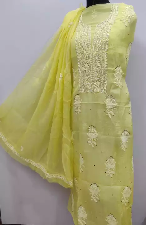 Pure feather light Organza Tissue silk Suit  uploaded by Lucknowi Ada Chikankari Studio on 12/26/2022
