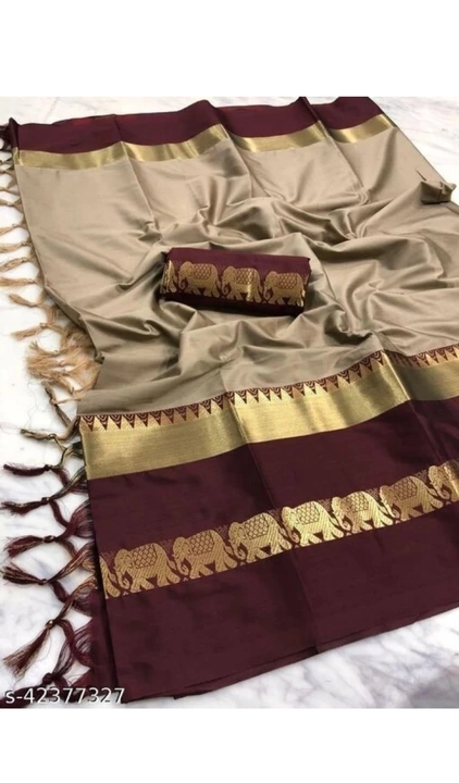 Post image Elephant design cotton silk saree with zari border