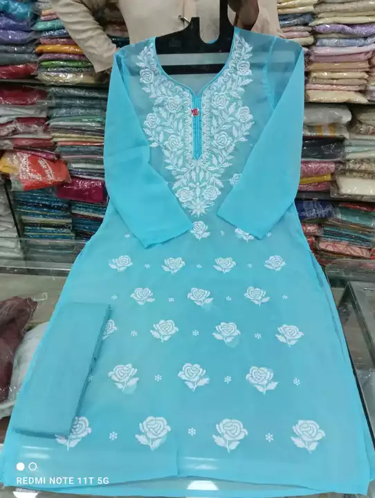 ChickenKari Georgette kurtis with inner  uploaded by Arshika's boutique on 12/27/2022