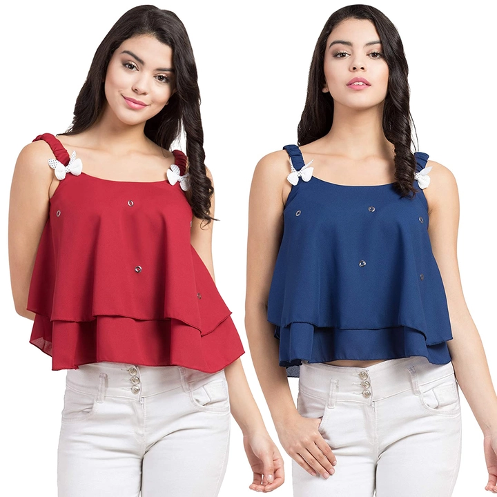 Red and Blue crop top uploaded by business on 12/27/2022