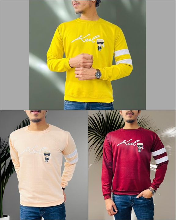 Post image Fabric - FLEECE COTTON 310gsm 
Size - M/L/XL/XXL 
Price- Rs 335per piece 
Full Sleeves 
Model wearing L size 
All branded sizes..
MOQ- 2 Sets. 
30% Advance Payment..