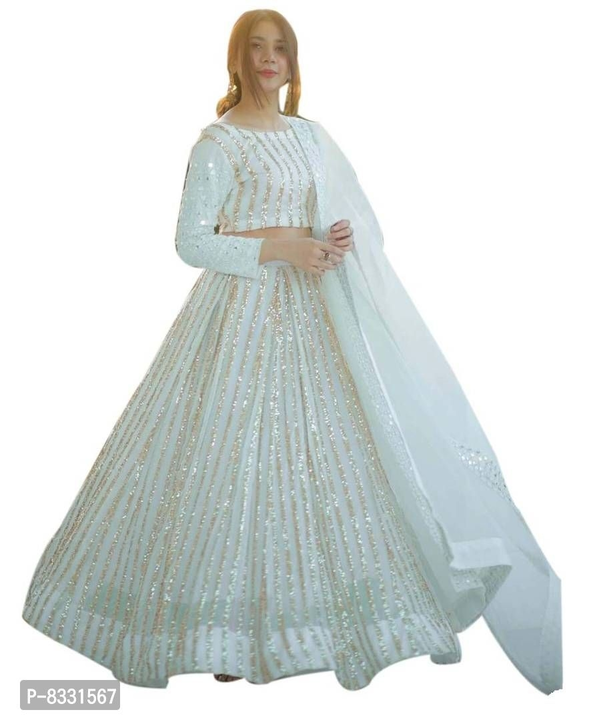 Stylish White Georgette Lehenga with Choli And Dupatta Set For Women
 uploaded by Shopping Mart  on 5/30/2024