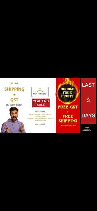 Post image Get free GST+ Free Shipping on every order.For last 3 days. Above 10000 Rs Order value.