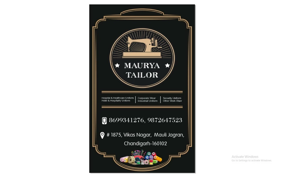 Visiting card store images of Maurya tailor