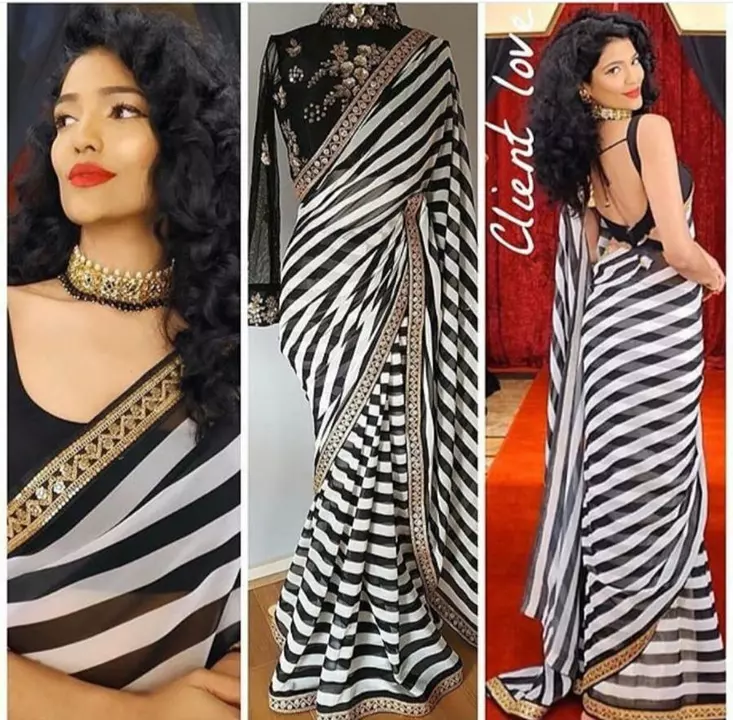 Georgett Zebra Saree uploaded by A P Creations on 12/28/2022