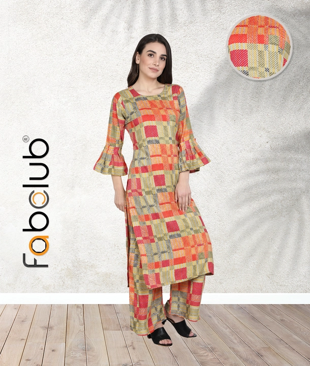 Heavy Rayon Geometric Printed MultiColor Women Kurta With Palazzo uploaded by Fab Creation on 12/28/2022