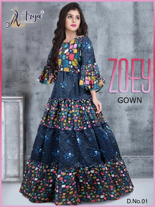 *ZOEY CHILDREN GOWN*

- Design - 4

- Fabric - Chanderi

- Sequence and thread work

-  Digital prin uploaded by SN creations on 12/28/2022