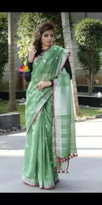 Pure linen by linen embordary work saree  uploaded by business on 12/28/2022