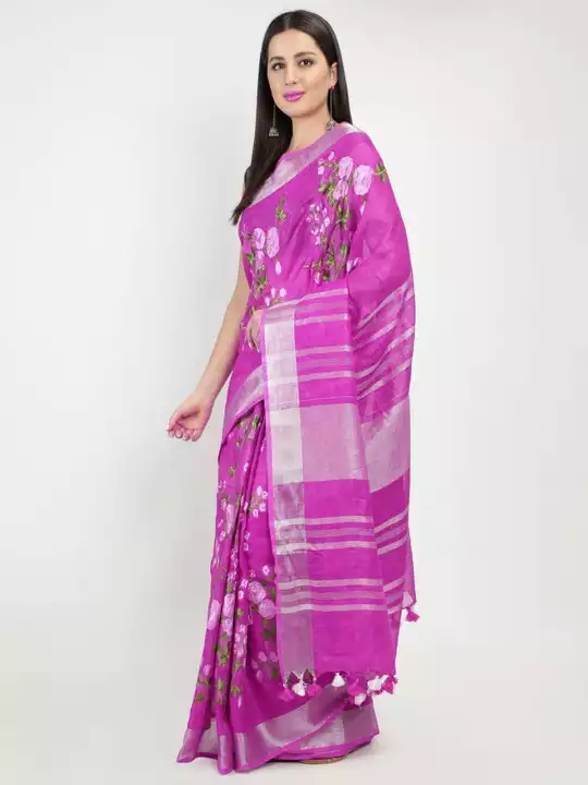 Pure linen by linen Embordary work saree uploaded by business on 12/28/2022
