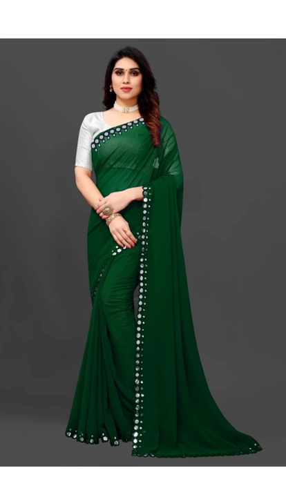 Mirror work saree green uploaded by business on 12/28/2022
