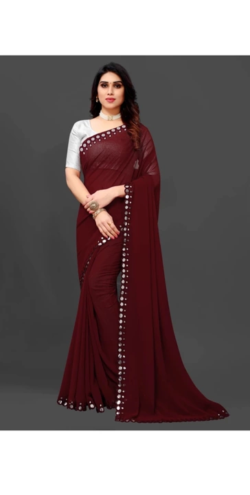 Mirror work saree maroon uploaded by business on 12/28/2022