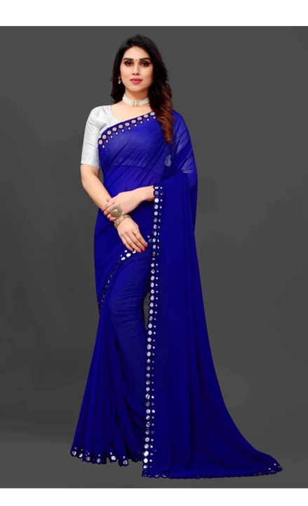Mirror work saree blue uploaded by business on 12/28/2022