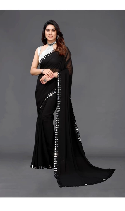 Mirror work saree black uploaded by business on 12/28/2022
