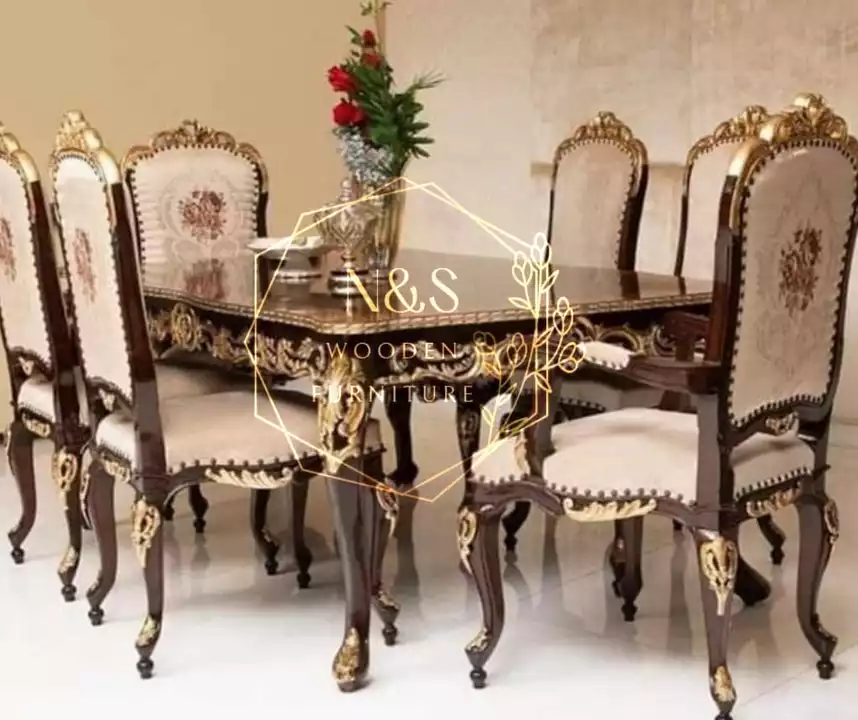Dining table 6×3 with 6 chairs teak wood uploaded by N&S Wooden Furniture on 12/28/2022