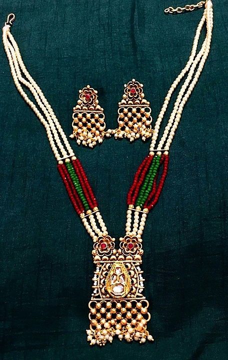 Traditional  crystal and moti  necklace with beautiful  ear rings uploaded by business on 2/7/2021