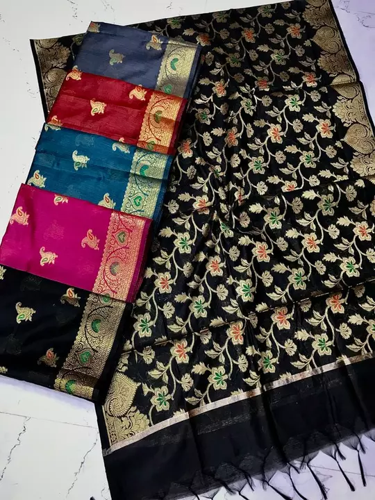 Banarasi cotton silk alfi suits all over jacquard weaving with zari and multi coloured superb qualit uploaded by business on 12/29/2022