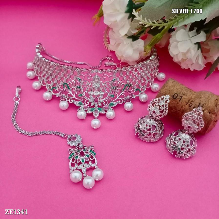 Catalog Name: *Chocker set*

*Cash On Delivery Available 50rs*

Beautiful  Chocker set in rodium pla uploaded by SN creations on 12/29/2022