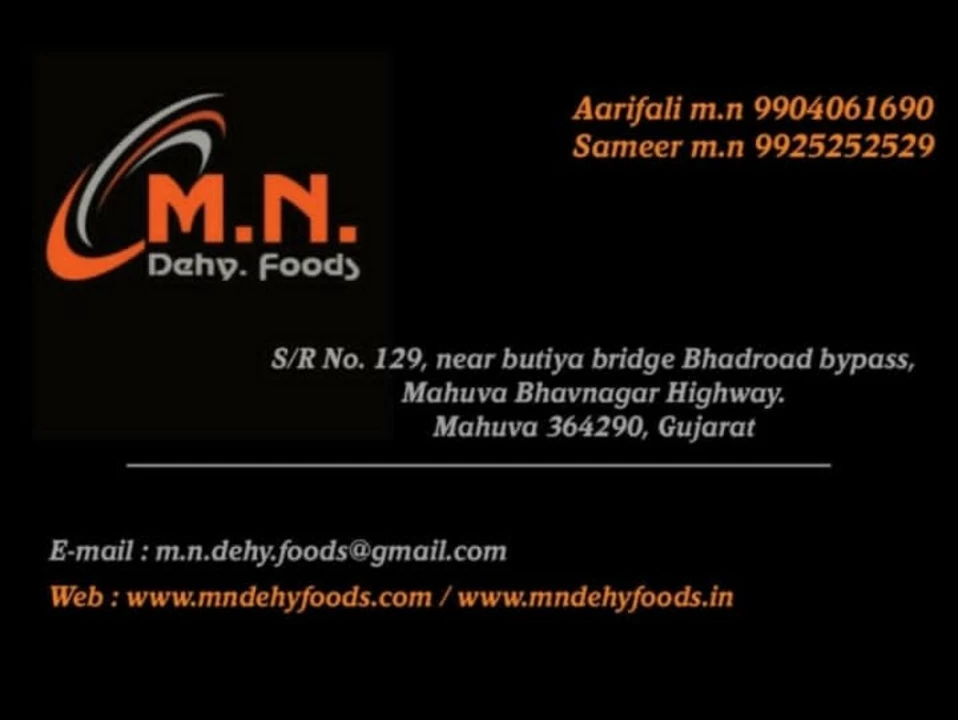 Visiting card store images of M.N dehy foods