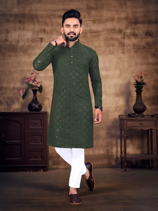 Bluevery

*Try a desi boy look with this timeless Multicolour men’s kurta. The pure cotton fabric Wi uploaded by SN creations on 12/29/2022