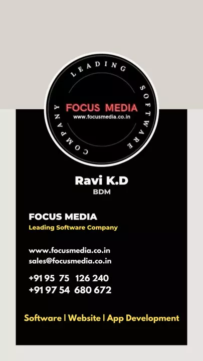 Visiting card store images of Focus Media