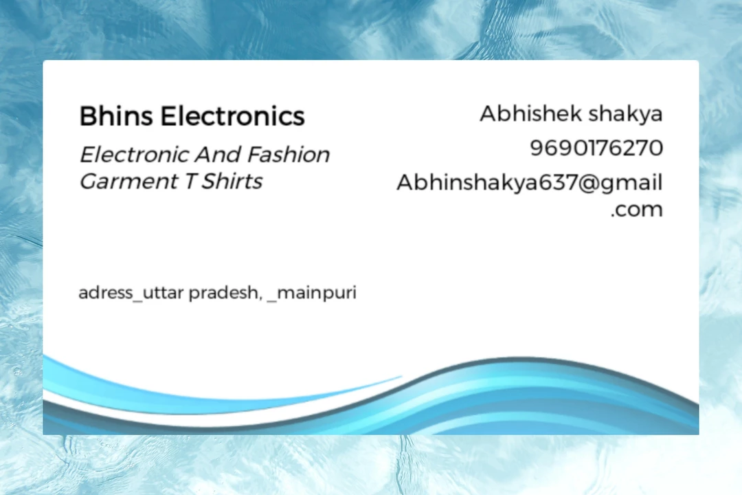 Visiting card store images of Bhins electronic