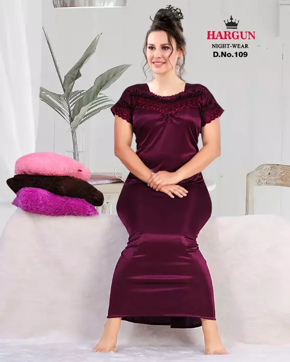 Hargun night wear 10 pcs catalog of designer satin nightgown uploaded by New durga traders on 12/29/2022