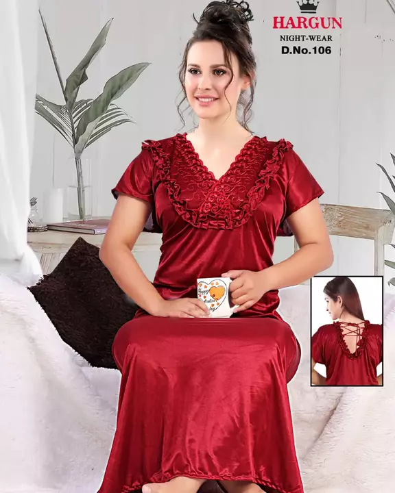 Hargun night wear 10 pcs catalog of designer satin nightgown uploaded by New durga traders on 12/29/2022
