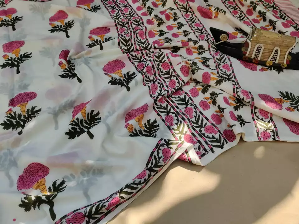 Hand-block printed saree  uploaded by Indiana Creations  on 5/31/2024