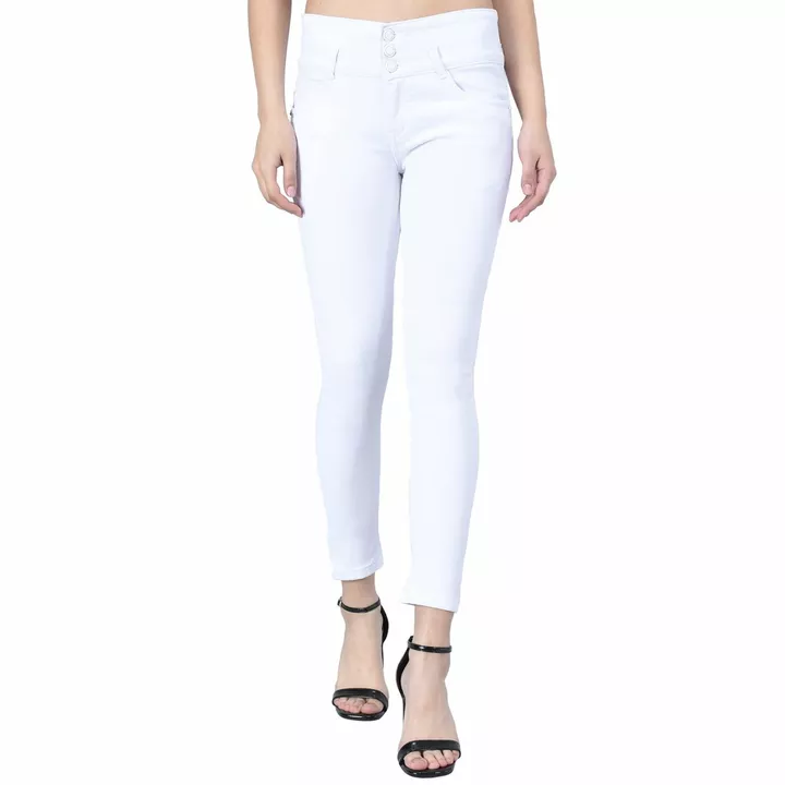 Post image Article :- 394
3 Button Ankle Length Slim Fit Stretchable White Jeans For Women
Brand :- M Moddy
Colour :- White
Fabric Used :- Denim Lycra Blend
Sizes Set :- 28|30|32|34
Pack Of 4 Pieces
Ideal For Girls &amp; Womens