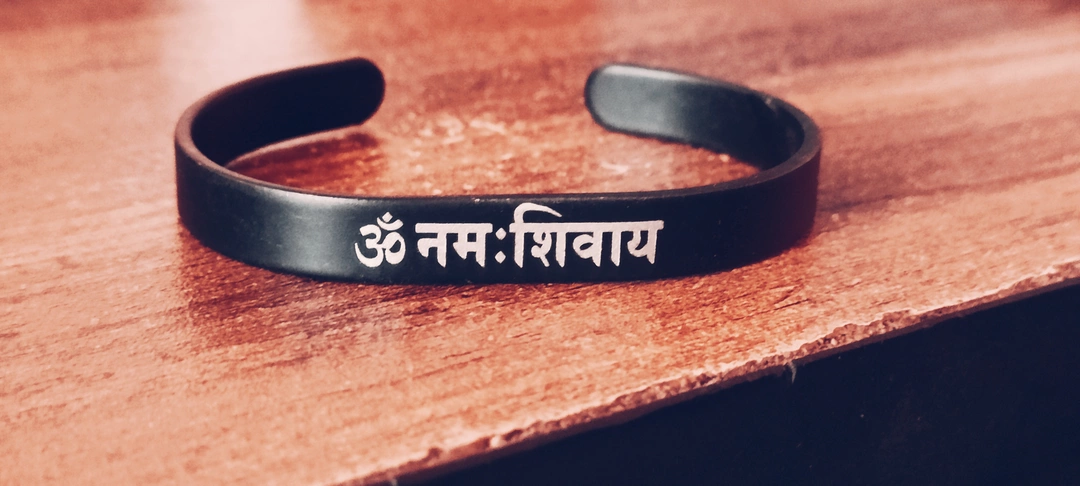 Om nam shivay Black colour Metal Cuff kada uploaded by 1 Place For All Fashion  on 5/29/2024
