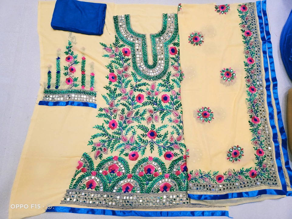 Georgette Handwork Phulkari suits uploaded by Solanki Handicraft on 12/29/2022
