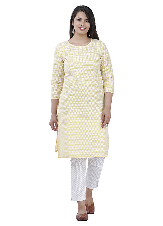 Women  cotton printed kurti with pant uploaded by business on 2/7/2021