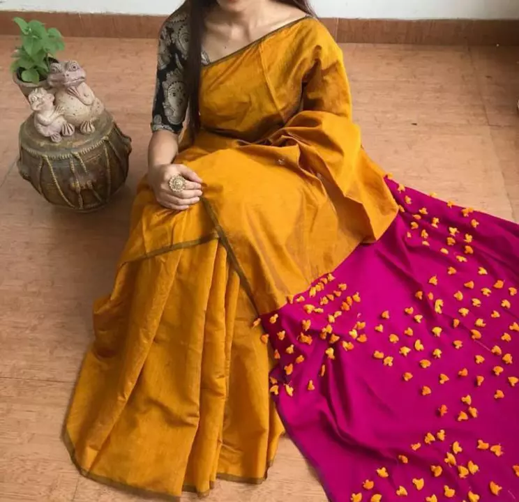 Herendloom Cotton Silk Pallu Pompom Saree uploaded by Handloom Hut on 12/30/2022