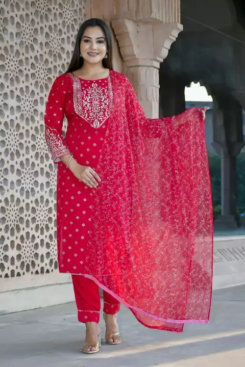 Rayon Embroidered Kurta Pant And Dupatta Set  uploaded by JAIPUR APPARELS on 5/30/2024