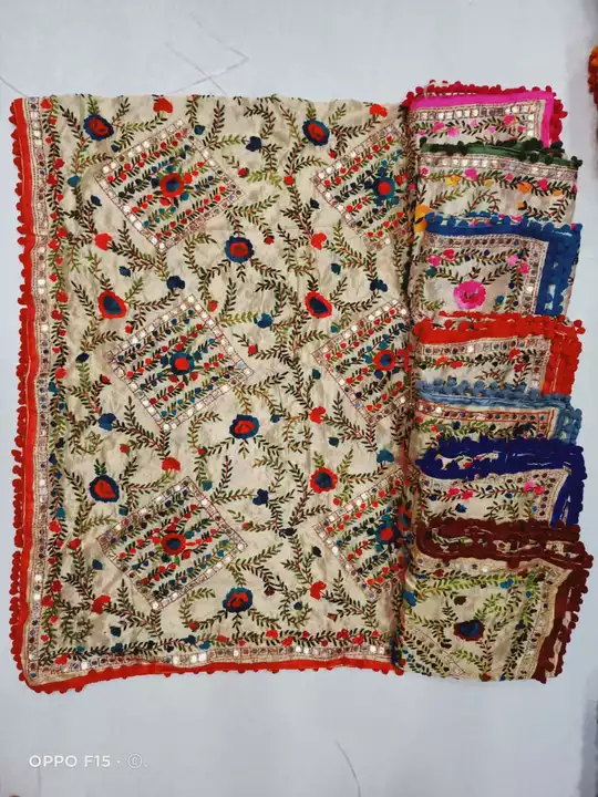 Chanderi Phulkari Pompom Fancy Handwork Duppata  uploaded by Solanki Handicraft on 12/30/2022