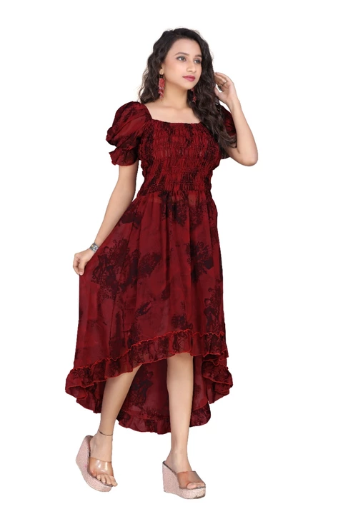 ABTC Women's Modern Fancy Western Dress

Type : Readymade Stitched

Fabric : GEORGETTE PRINT

Price: uploaded by Agrahari brother's Tex co on 12/30/2022