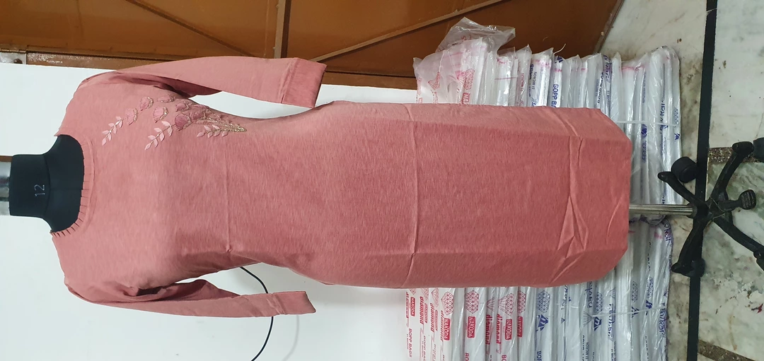 Liquid fabric Straight kurti with hanwork uploaded by Ayan fabrications on 12/30/2022