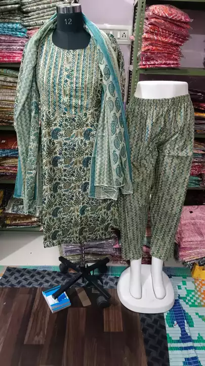 Jaipuri print Cotton kurti pant with Duptta uploaded by Kabir Fashion World on 5/30/2024