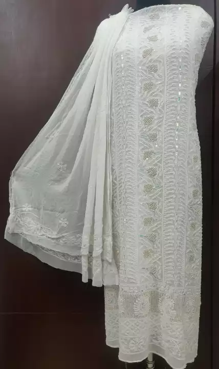 Pure Georgette Heavy pearl Suit  uploaded by Lucknowi Ada Chikankari Studio on 12/30/2022