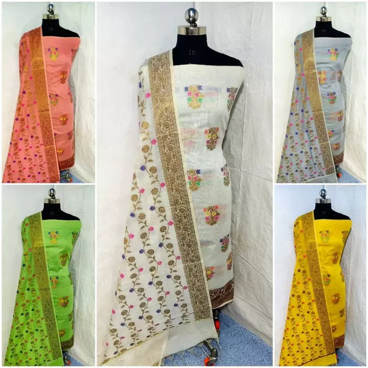 Banarasi Cotton Resham Zari Minakari Weaving Suite uploaded by Banarasi Silk Museum Galary on 12/30/2022