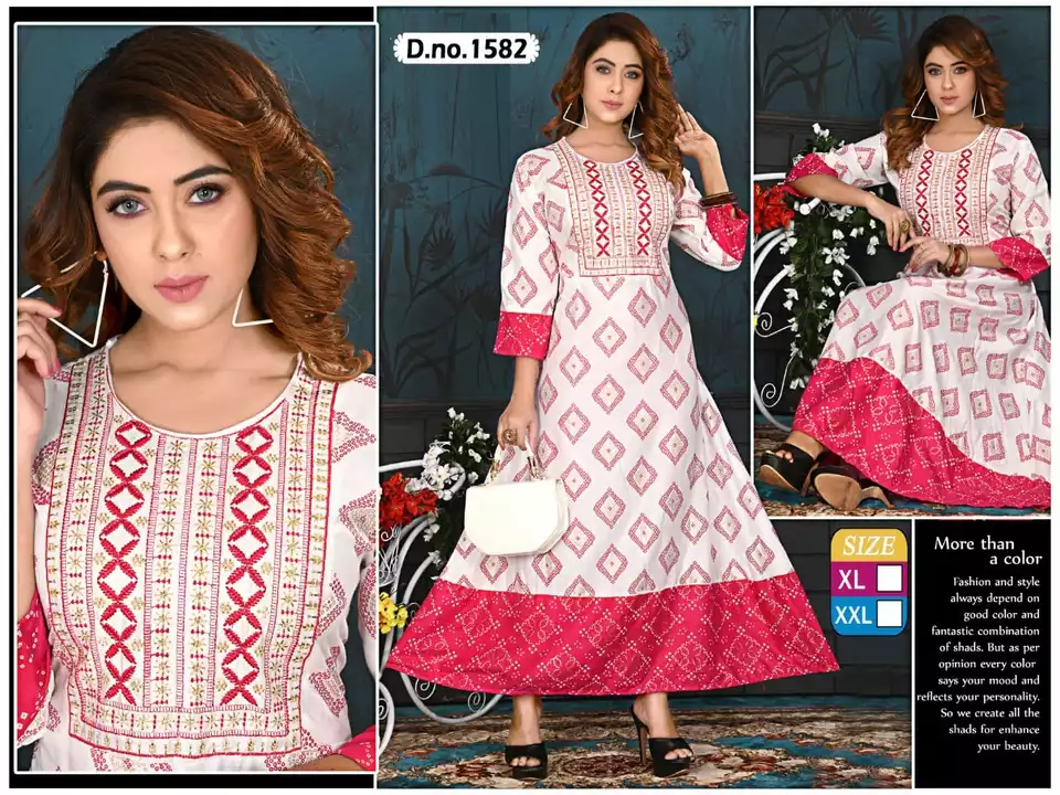 Long Fancy work kurtis xl xxl 290/- uploaded by Radha Creation , Maira sales for Readymade items on 12/30/2022