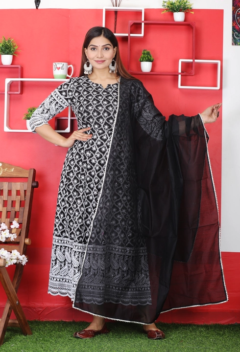 Chikankari gown fully emrodriye gown  uploaded by business on 12/31/2022