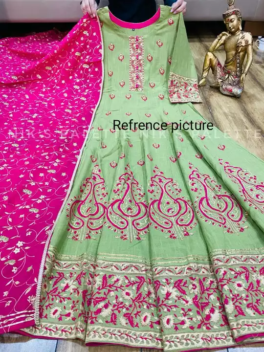 *Vc quality products Jaipur* 
beautiful  ful  flair Kurtis  goldprint  with beautiful print
With ful uploaded by SN creations on 12/31/2022