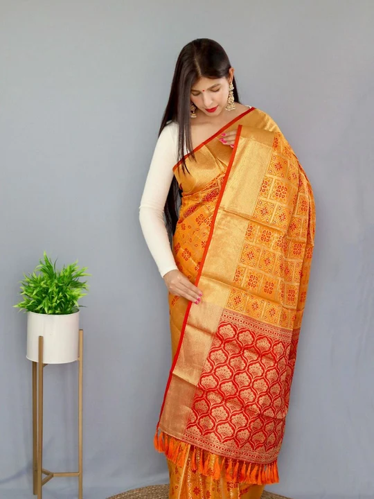 Tasarika

*Catalogue : Patola silk*

Colours: 6

Fabric Details:
*soft  Banarasi Patola silk Saree w uploaded by SN creations on 12/31/2022