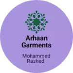 Business logo of Arhaan Garments