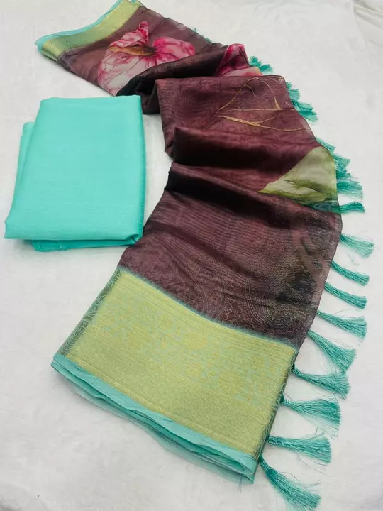 Present Fresh arrivals Pure organza with weaving pallu uploaded by business on 12/31/2022