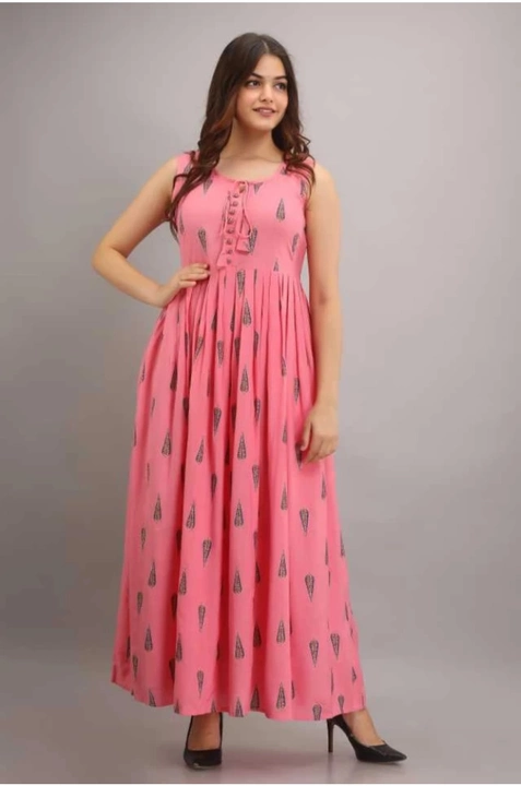 Women rayon printed gown kurta for beautiful ladies uploaded by Rathore Fashion House on 5/19/2024