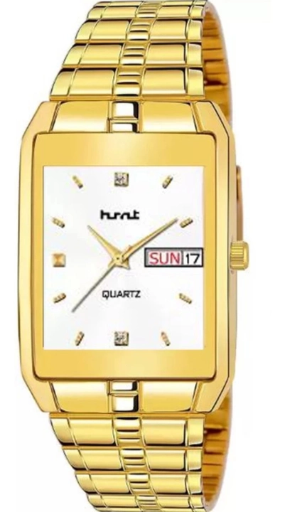 HMT DLX White Dial Day & Date Premium Golden Plated Wrist Watch For Men  uploaded by ANJIL INDUSTRIES  on 12/31/2022